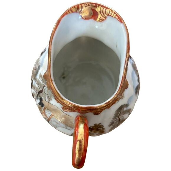 Japanese Ceramic Satsuma Moriage Ware Creamer Jug Geisha Vintage Mid Century 5” - Picture 6 of 6